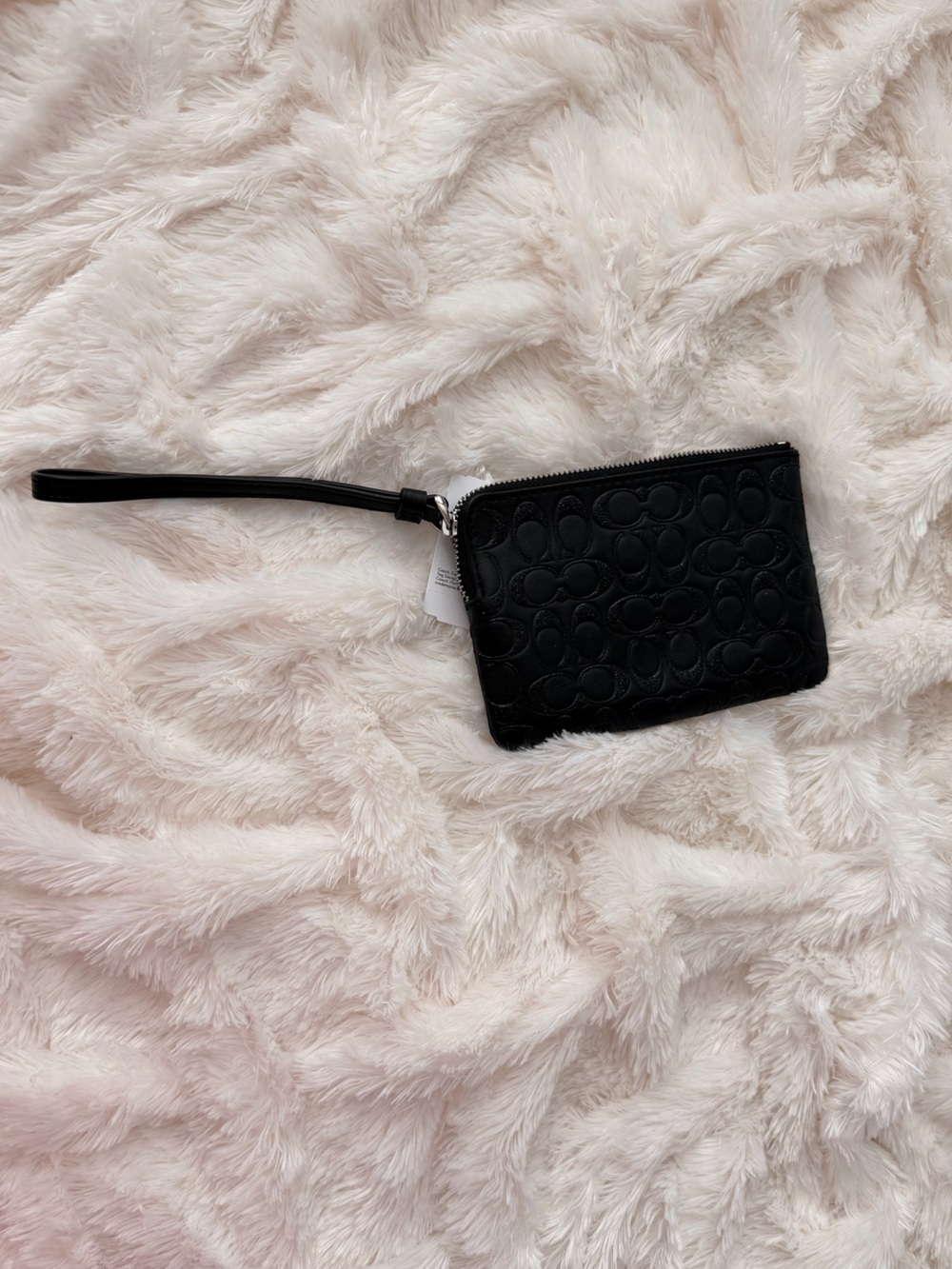Coach Black Embossed Signature Leather Wristlet | NWT Silver Hardware Clutch - Picture 5 of 5